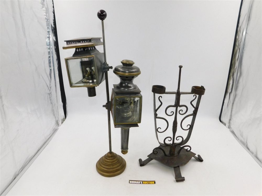 Lot 236: Wrought Iron Candlestick and Victorian Style Carriage