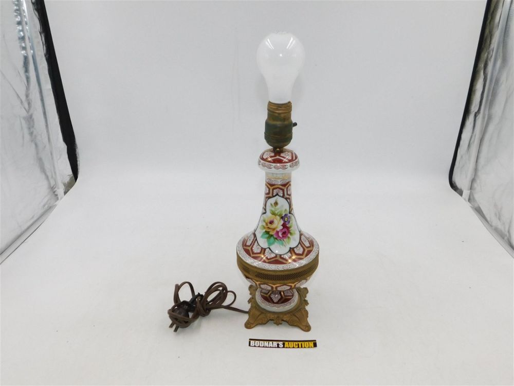 Lot 242: Hand Painted Limoges Style Table Lamp
