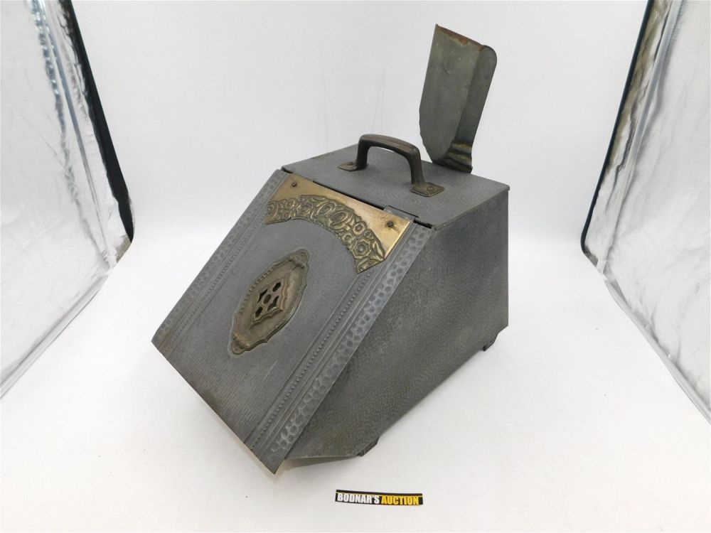 Lot 243: Arts and Crafts Style Hand Hammered Coal Scuttle