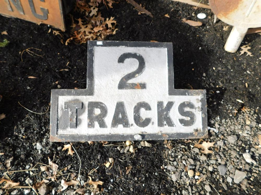 Lot 248: Cast Iron Railroad Sign - 2 Tracks