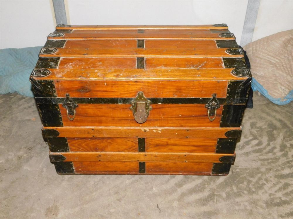 Lot 265: Antique Wood Trunk