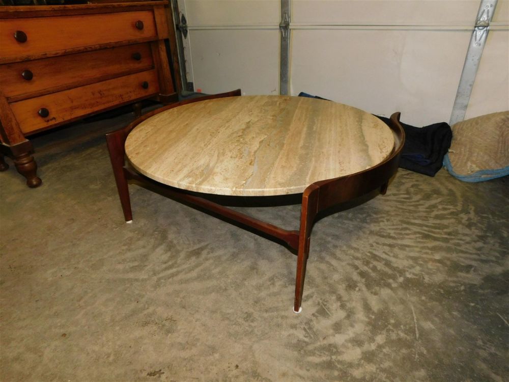 Lot 272: Mid Century Modern Marble Top Coffee Table