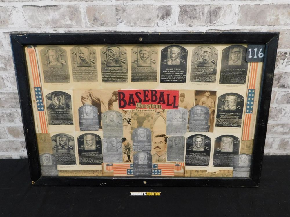 Lot 193: Framed Copy of Montage of Hall of Fame Plaques of