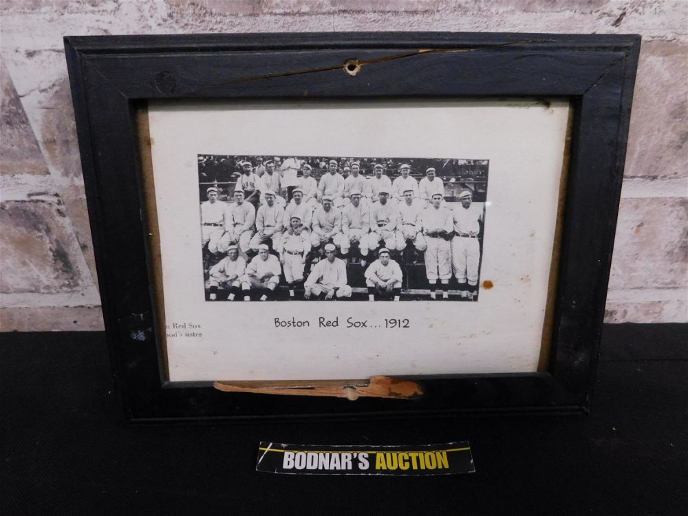 Lot 214: Framed Copy of 1912 Red Sox in front of Dugout at