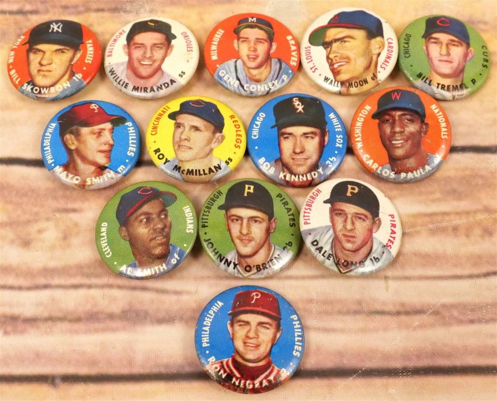 Lot 312: Lot of 13 Topps 1956 Pins/Buttons