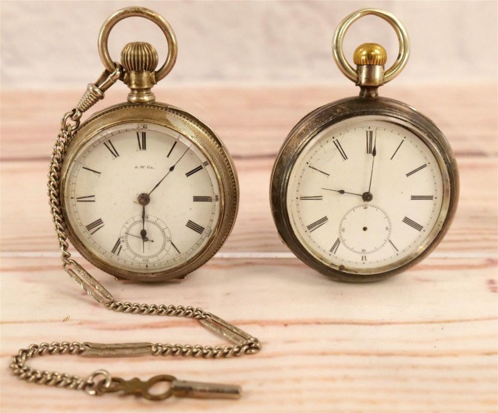 Lot 223: Lot of 2 Coin Silver Pocket Watches