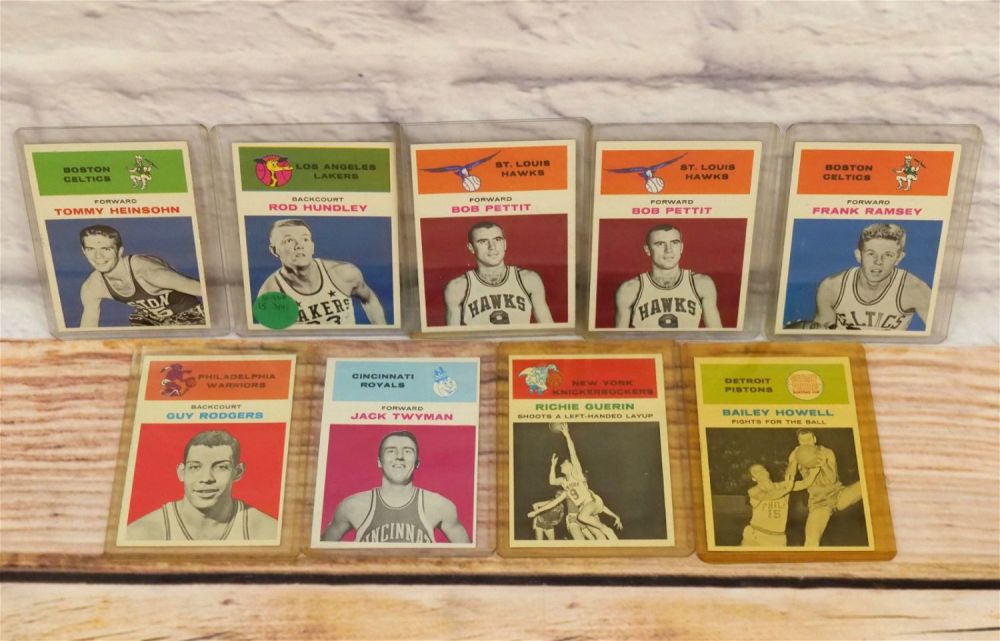 Lot 153: Lot of 9 Fleer 1961-62 Basketball Cards