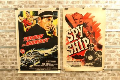 Lot of 2 Linen Back Movie Posters. Including Terror at Midnight (1956) Starring Scott Brady and 