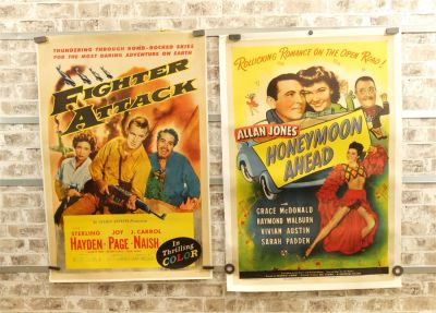 Lot of 2 Linen Back Movie Posters. Including Fighter Attack (1953) Starring Sterling Hayden and 