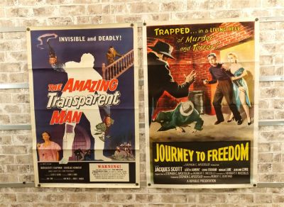 Lot of 2 One Sheet Movie Posters including The Amazing Transparent Man (1959) Starring 