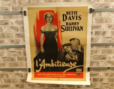 Foreign L'Ambitieuse Movie Poster - Linen Backed. Starring Bette Davis and Barry Sullivan. Has 