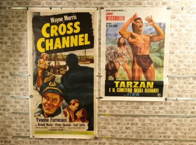 Lot of Two Movie Posters - Both Linen Backed. Including 3 Sheet Cross Channel (1955) Starring 