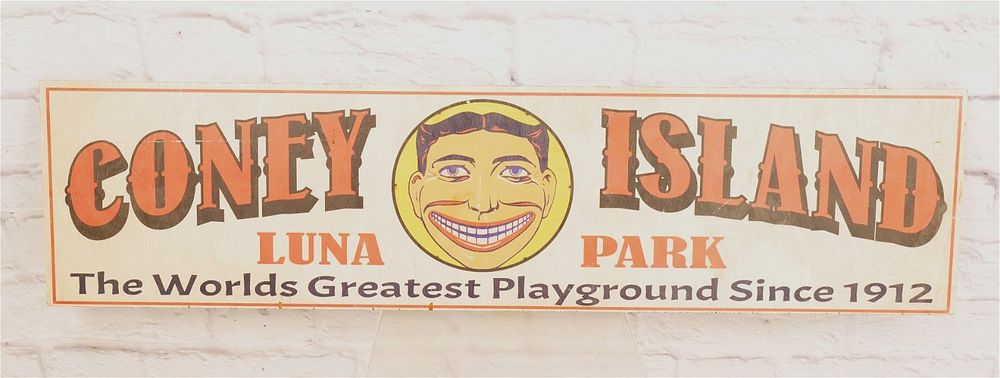 Lot 280: Vintage Folk Art Coney Island Luna Park wooden sign