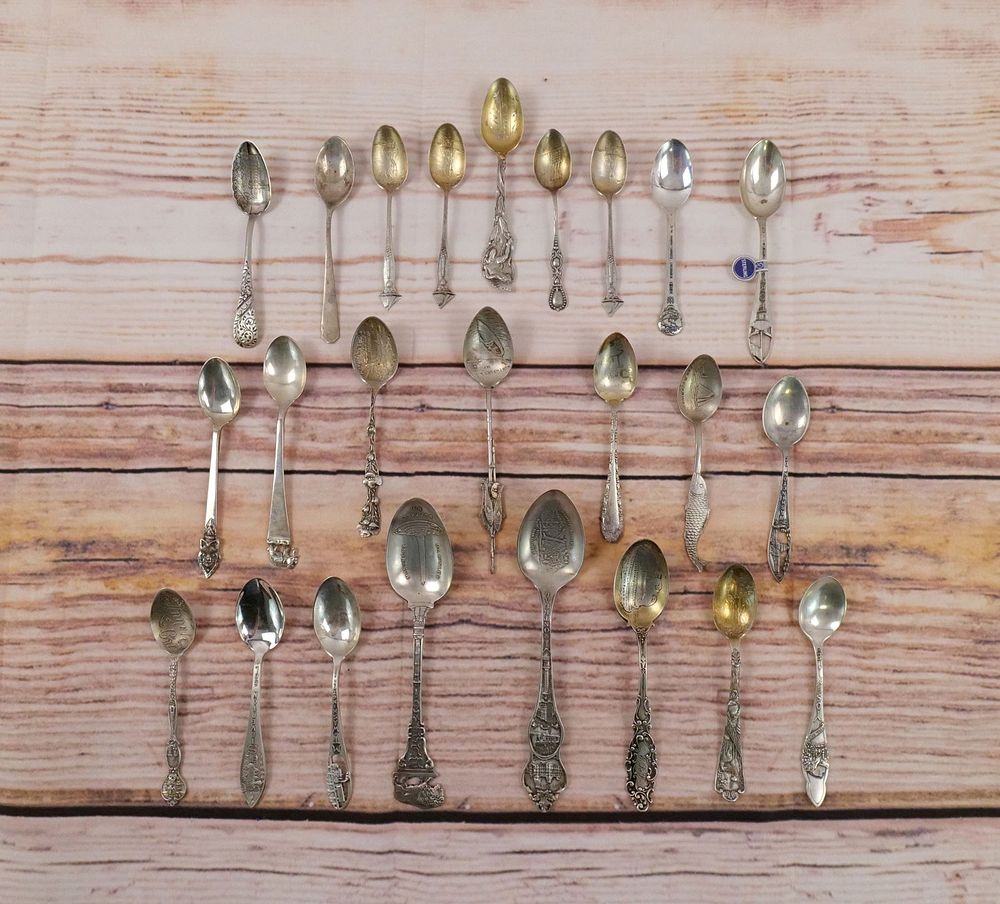 Lot 180: Group Lot of Sterling Silver Souvenir Spoons