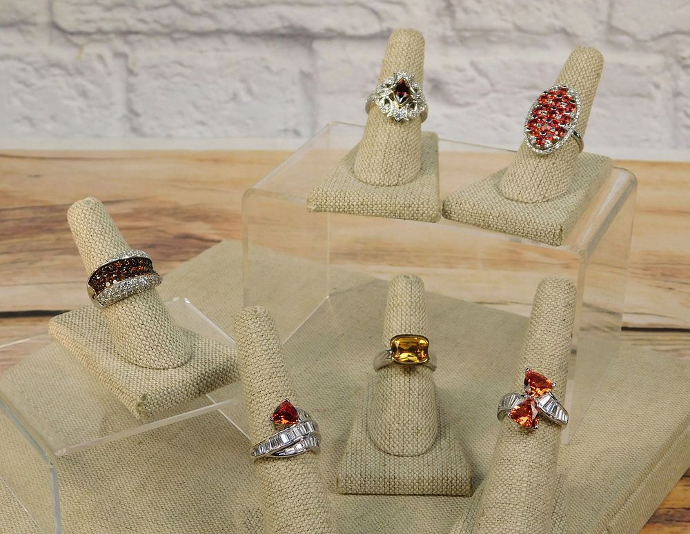 Lot 177: Group of 6 Sterling and Purple Stone Rings