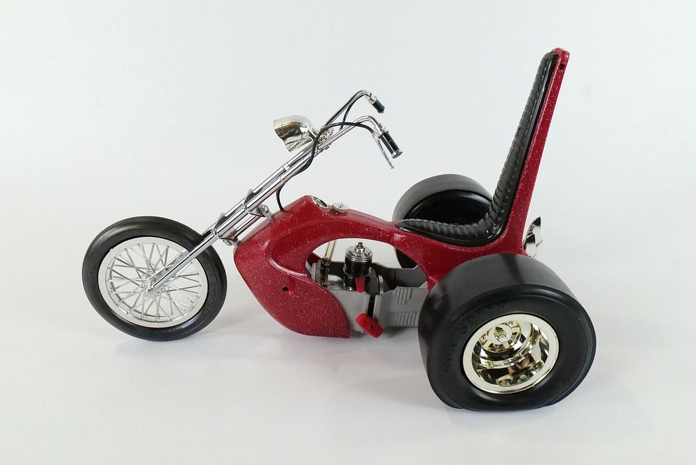 Lot 168: Cox Gas Powered Sportster Trike Chopper - Red