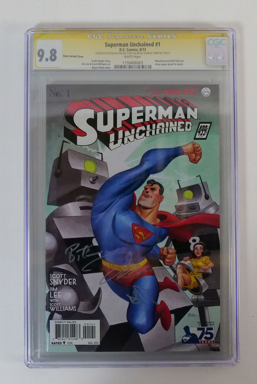Lot 187: Superman Unchained #1 - 3x Signed