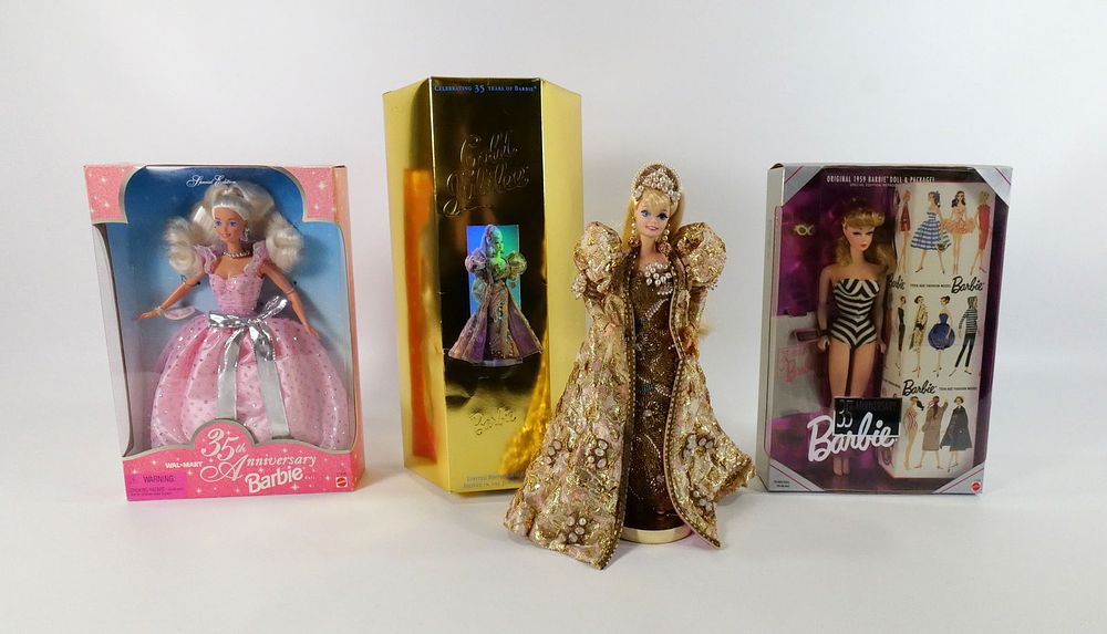 Lot 177: Lot of 3 Barbie 35th Anniversary Dolls