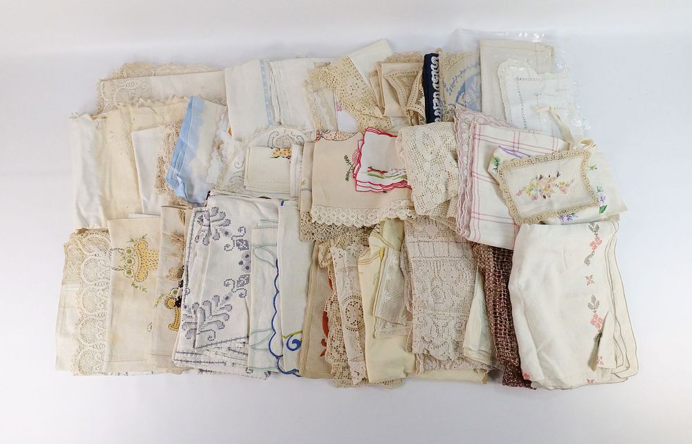 Lot 203: Huge Lot of Mostly Hand Embroidered Linens