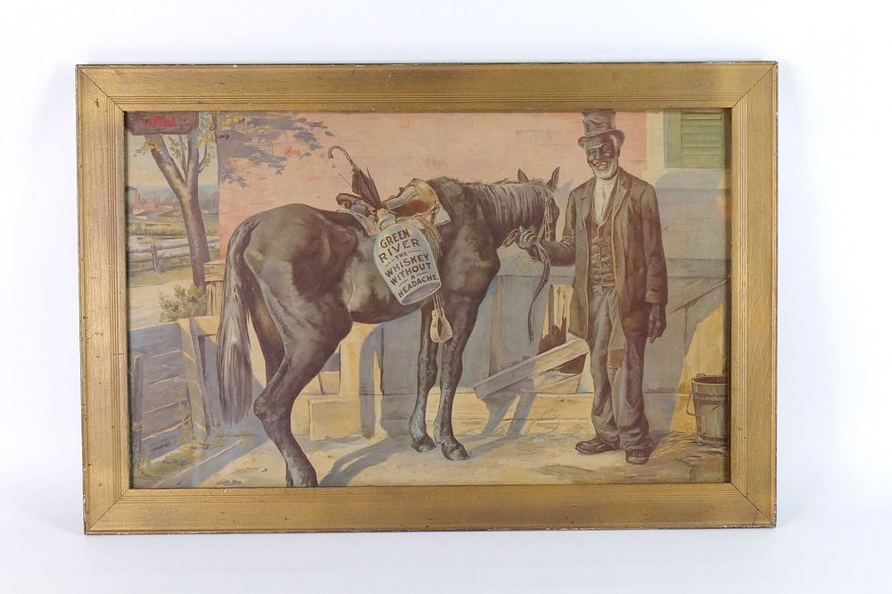 Lot 222: Vintage Framed Advertisement - Green River Whiskey
