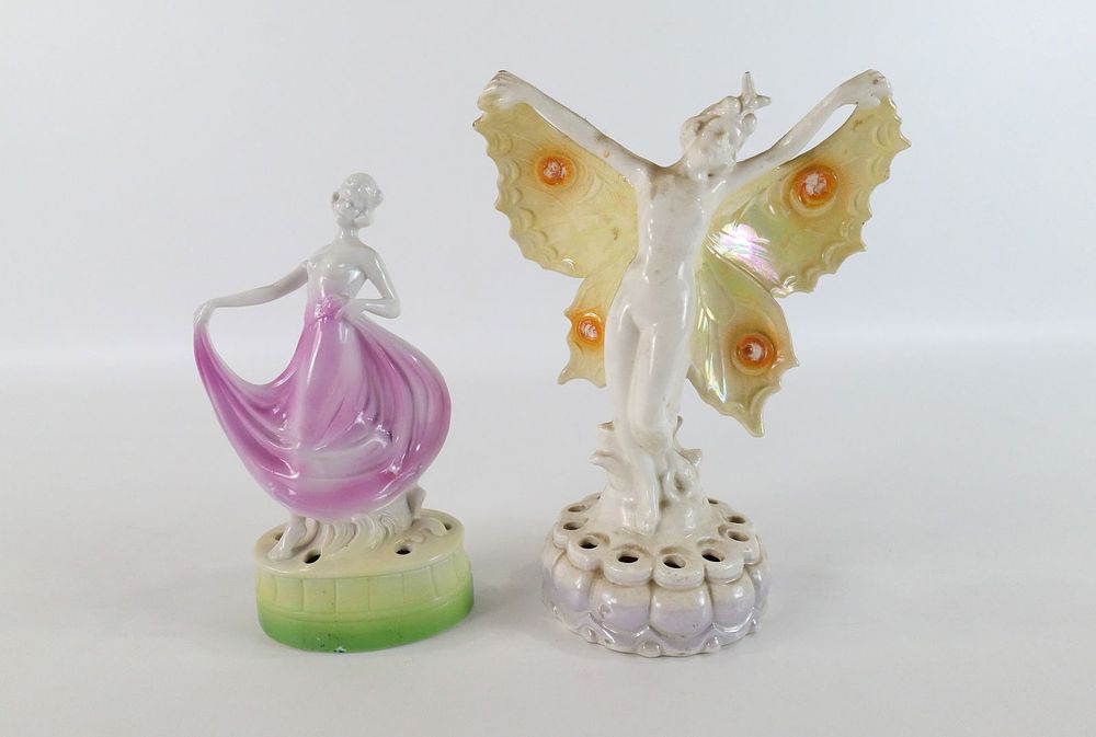 Lot 244: Lot of 2 Art Nouveau Ceramic Flower Frogs