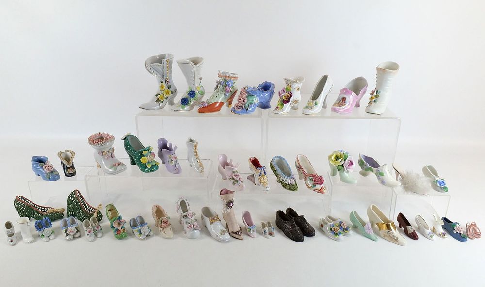 Lot 323: Large Lot of Porcelain Shoes