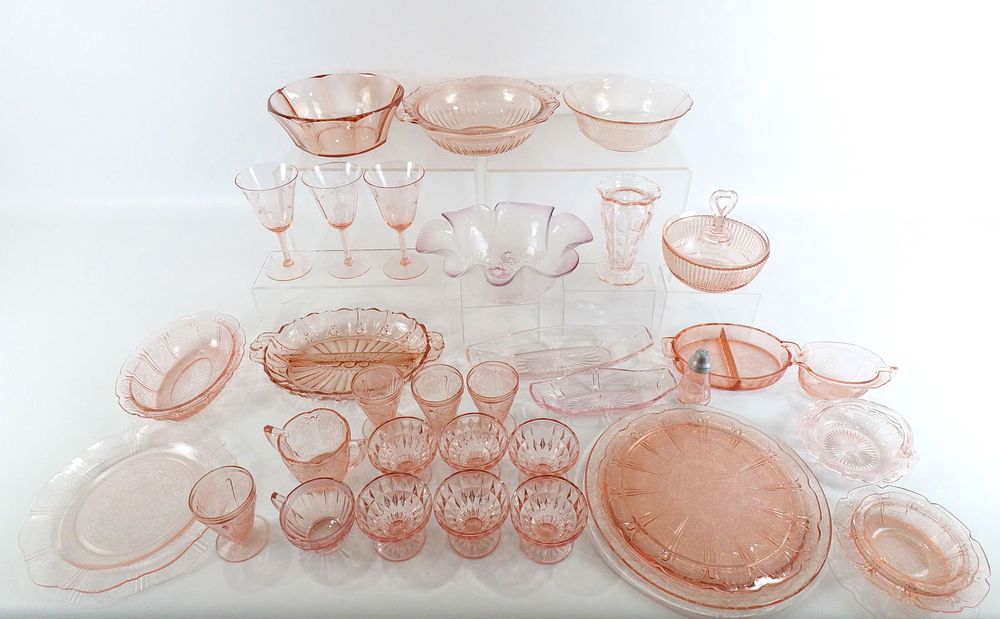 Lot 328: Large Lot of Pink Depression Glass