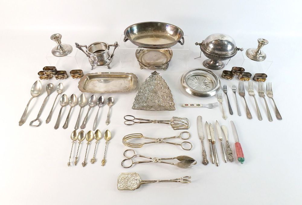 Lot 340: Group Lot of Victorian and 20th Century Silverplate