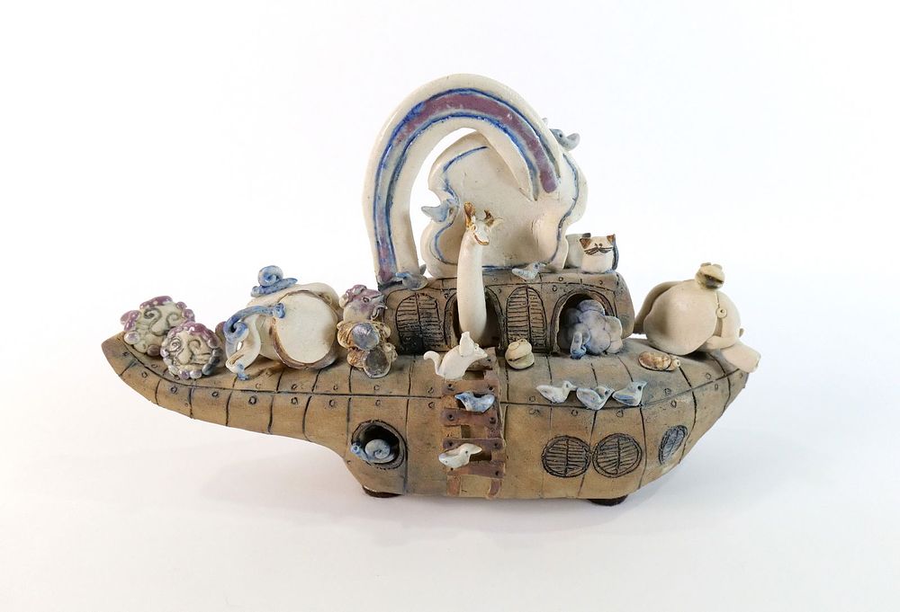 Lot 369: Handmade 3 Dimensional Clay Noah's Ark Figure