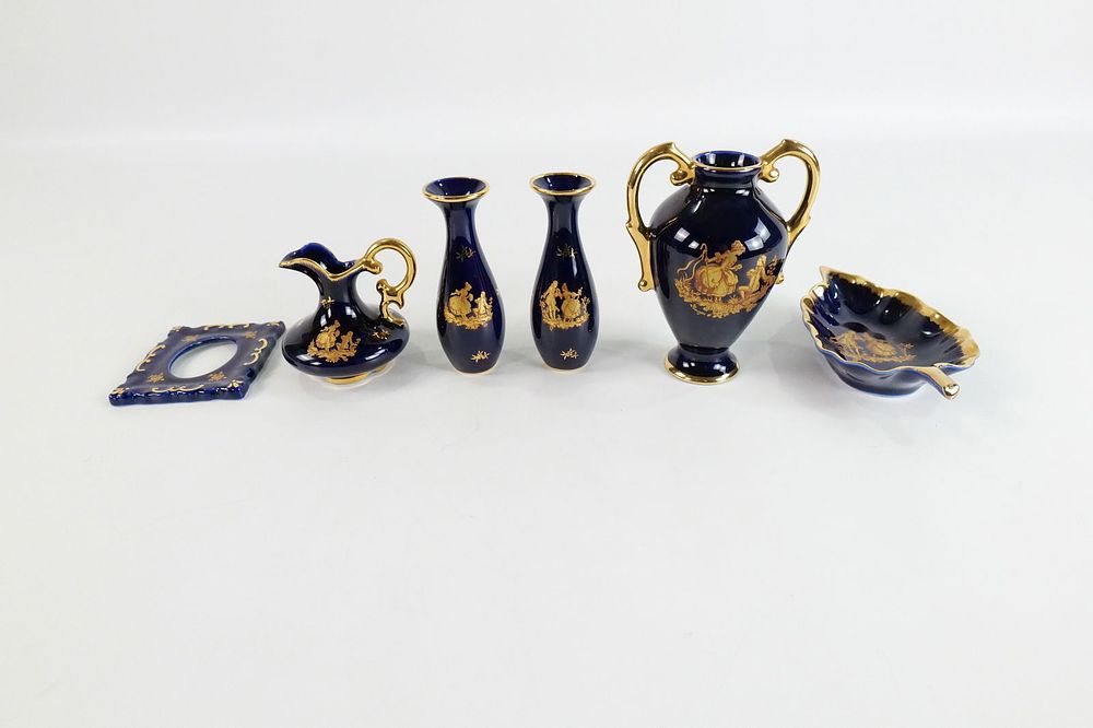 Lot 184: Lot of Limoges Cobalt Blue Porcelain Pieces