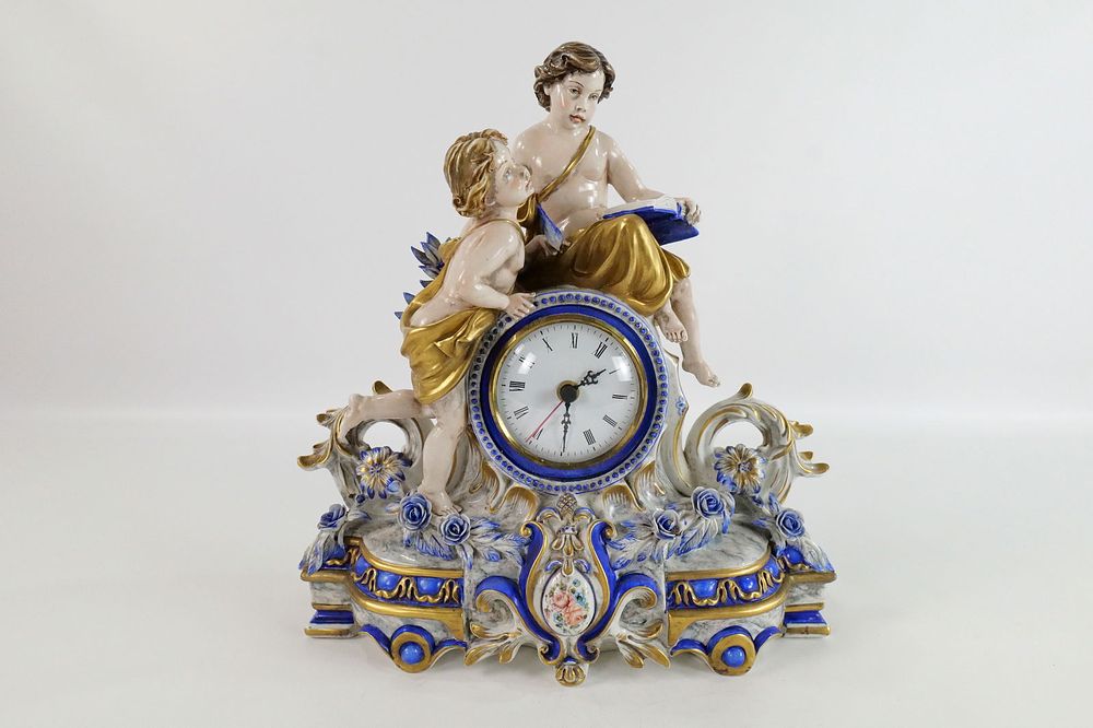 Lot 186: Porcelain Mantle Clock