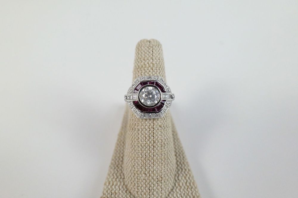 Lot 202: Platinum Diamond and Ruby Ring