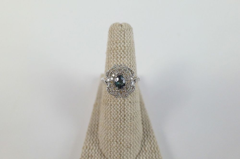 Lot 209: 14K White Gold Alexandrite and Diamond Ring