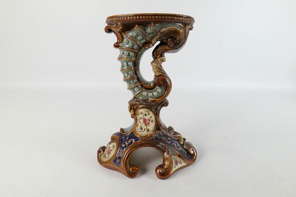 Lot 245: Antique Wilhelm Schiller & Sohm Majolica Pedestal