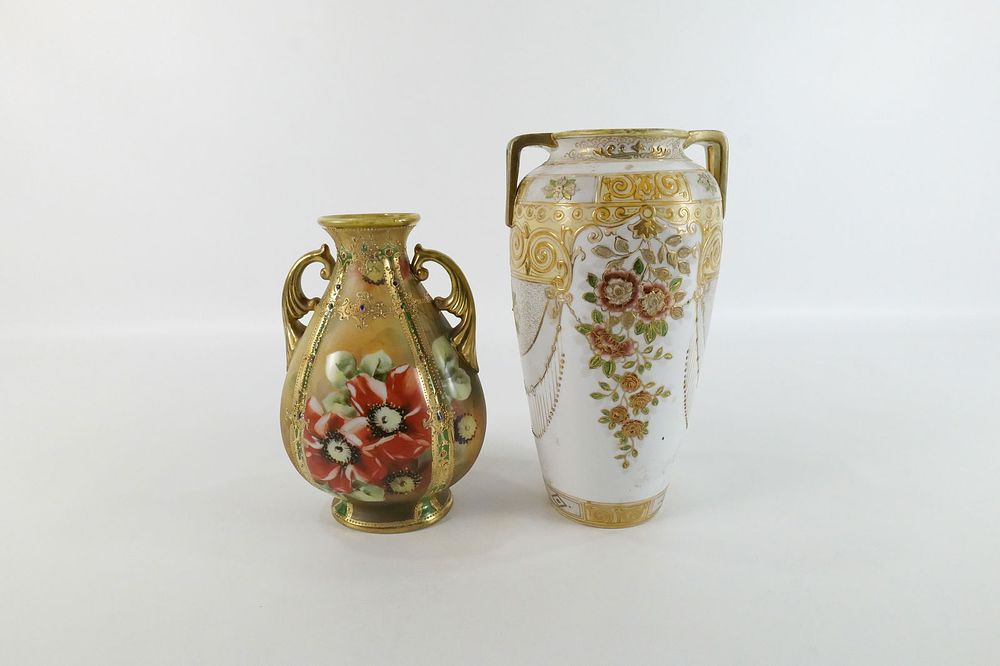Lot 262: Lot of 2 Nippon Double Handled Vases