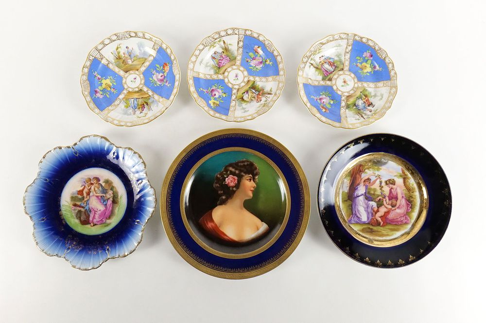 Lot 267: Group Lot of 6 Porcelain Pictorial Plates