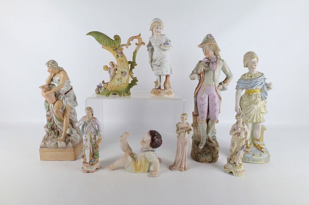 Lot 282: Group Lot of Porcelain and Bisque Figurines