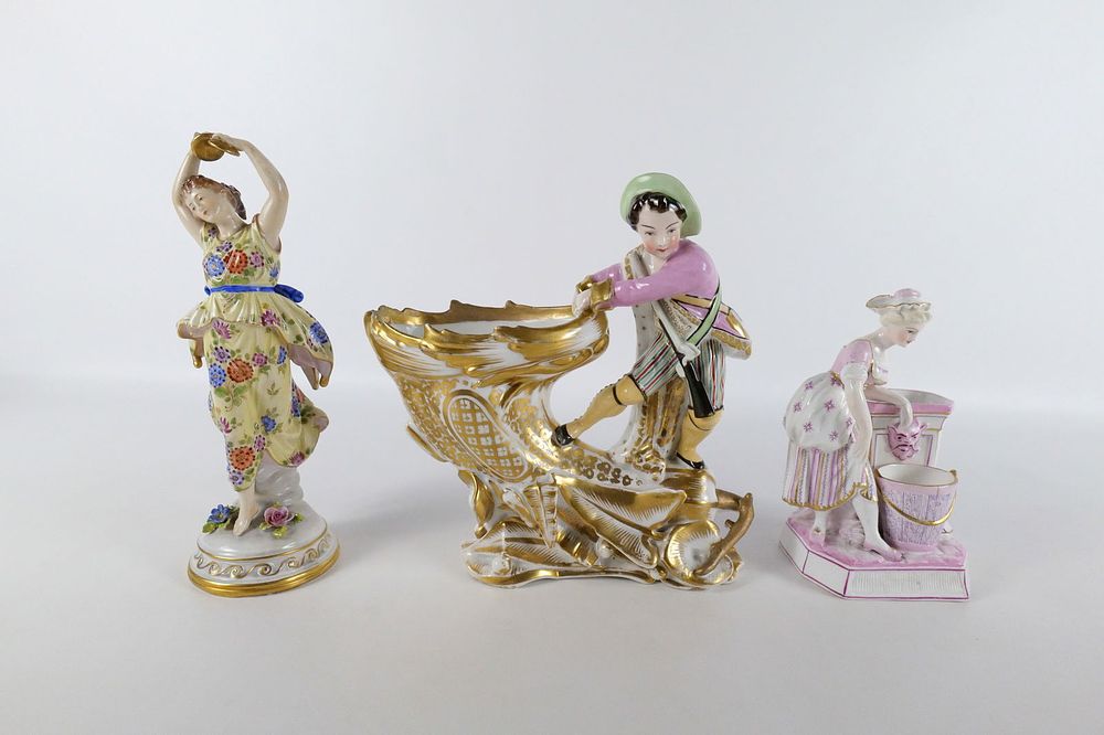Lot 299: Lot of 3 Vintage Hand Painted Porcelain Figurines
