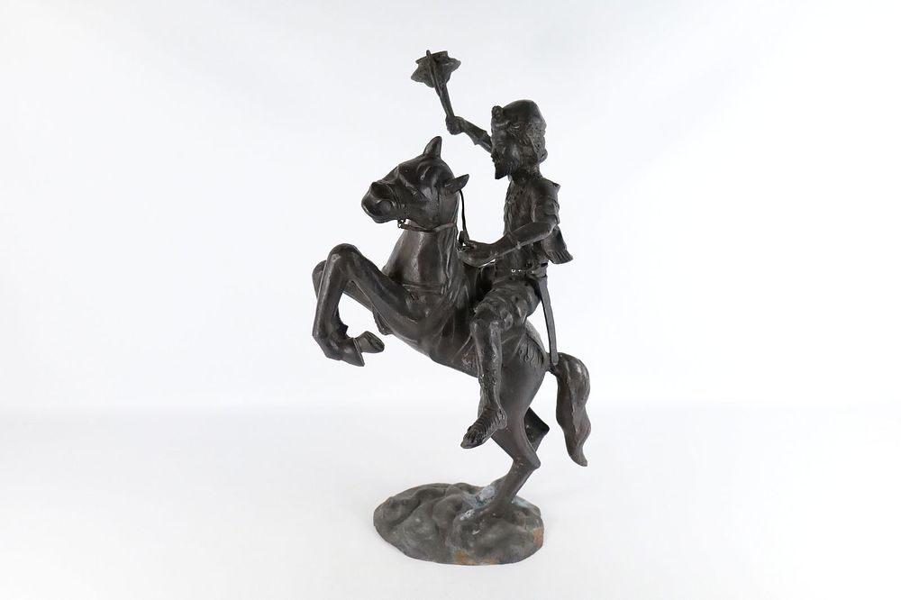 Lot 316: Mixed Metal Statue - Man on Horseback