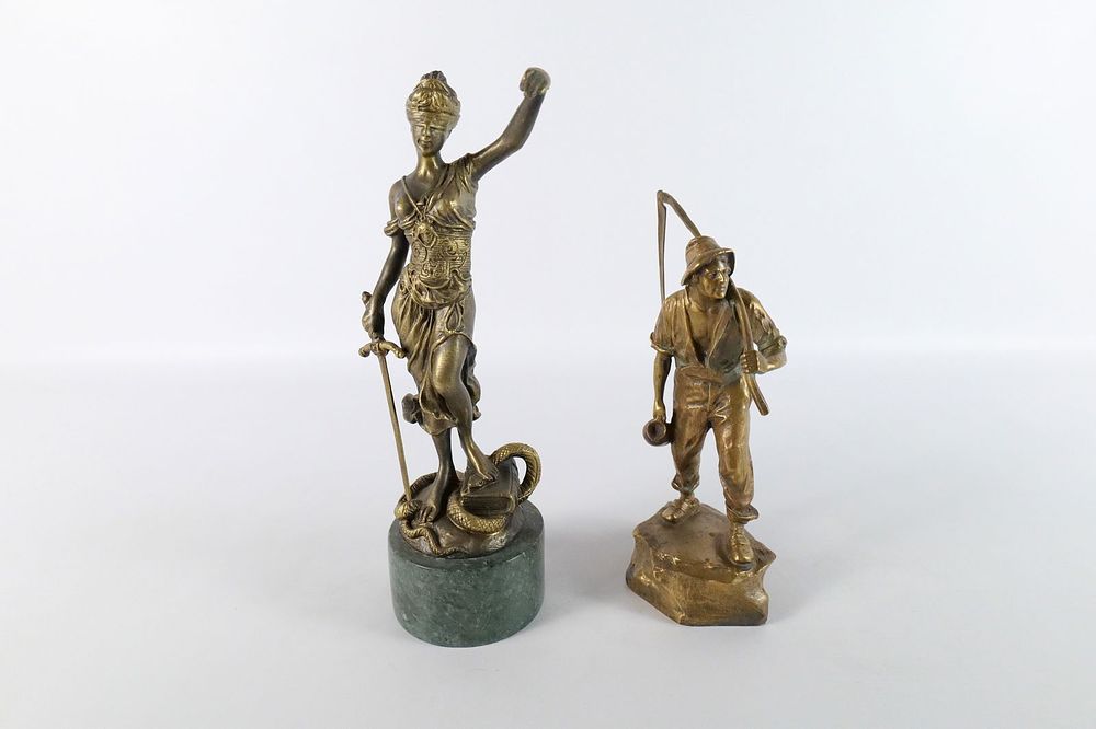 Lot 326: Lot of 2 Bronze Statues