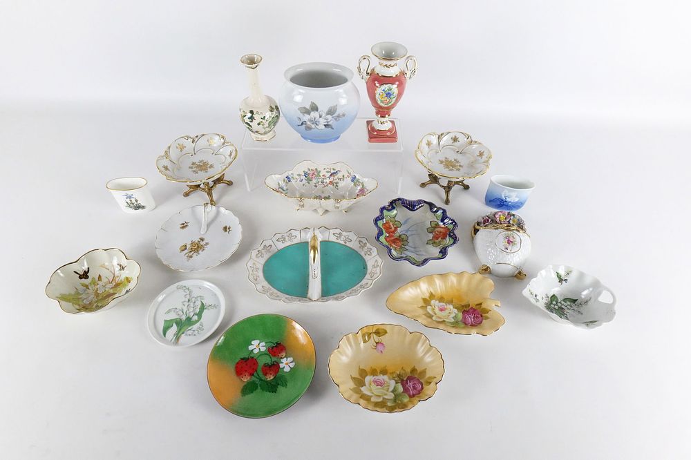 Lot 368: Group Lot of Hand Painted and Transferware Porcelain Pieces