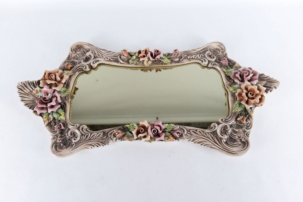 Lot 372: Italian Style Mirror with Applied Flowers