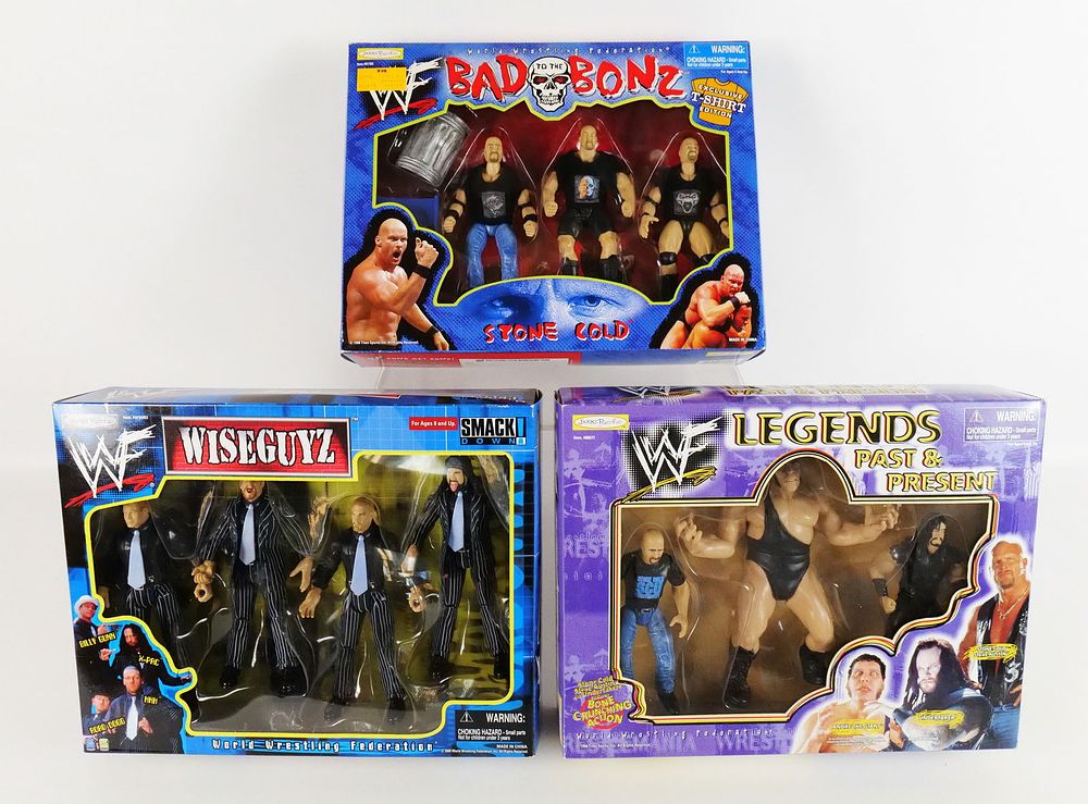 Lot 223: Lot of 3 Jakks Pacific WWF Wrestling Action Figure Sets