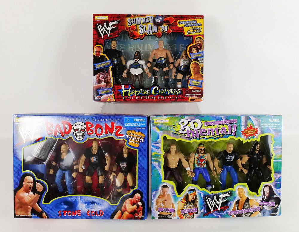 Lot 226: Lot of 3 Jakks Pacific WWF Wrestling Action Figure Sets