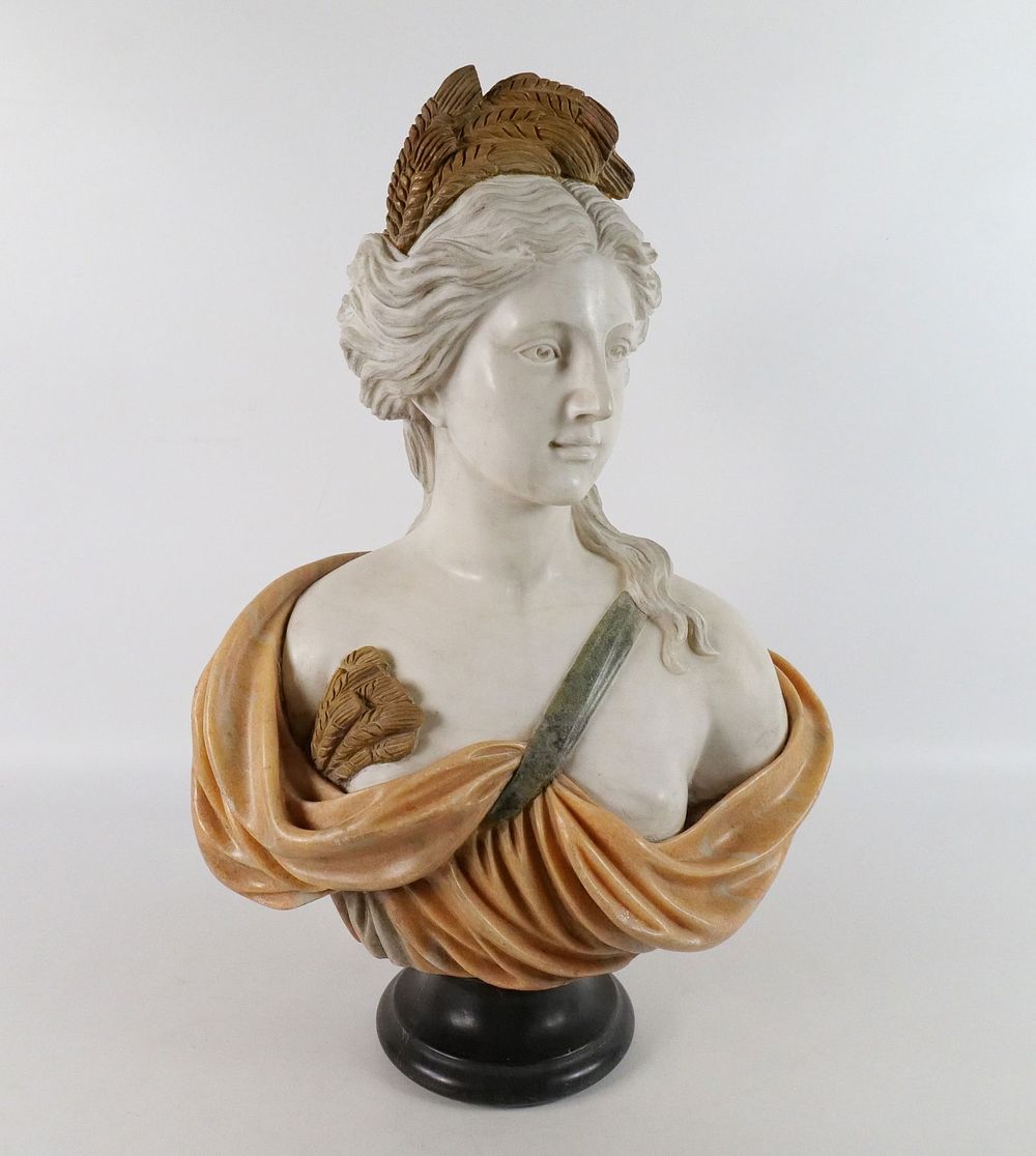 Lot 219: Hand Carved Alabaster Statue Woman Bust