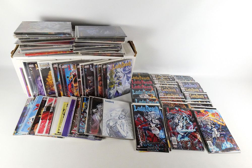 Lot 181: Long Box of Lady Death Comics