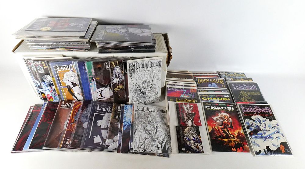 Lot 243: Long Box of Lady Death Comics