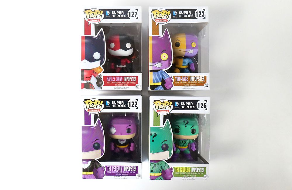 Lot 316: Lot of 4 Funko DC Super Heroes "Impopster" Pops
