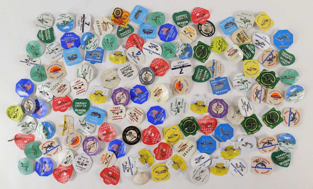 Lot 185: Large Grouping of Harvey Cedars Beach Tags