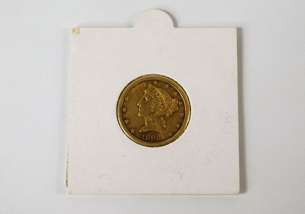 Lot 211: 1899 S $5 Libert Head Eagle Gold Coin